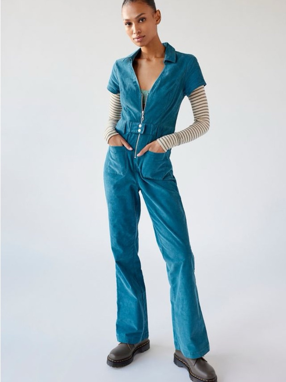 Urban Outfitters BDG Teal Corduroy Jumpsuit